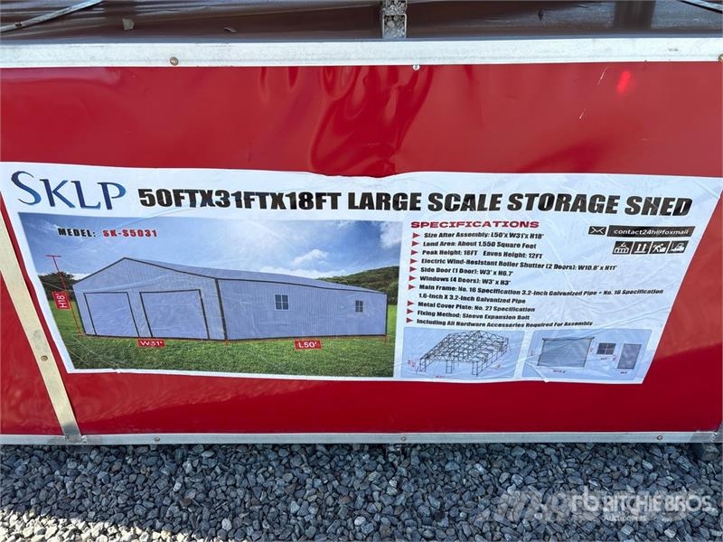 SKLP SK-S5030 31 ft x 50 ft Large Scale Storage Sh Ocelové rámové budovy