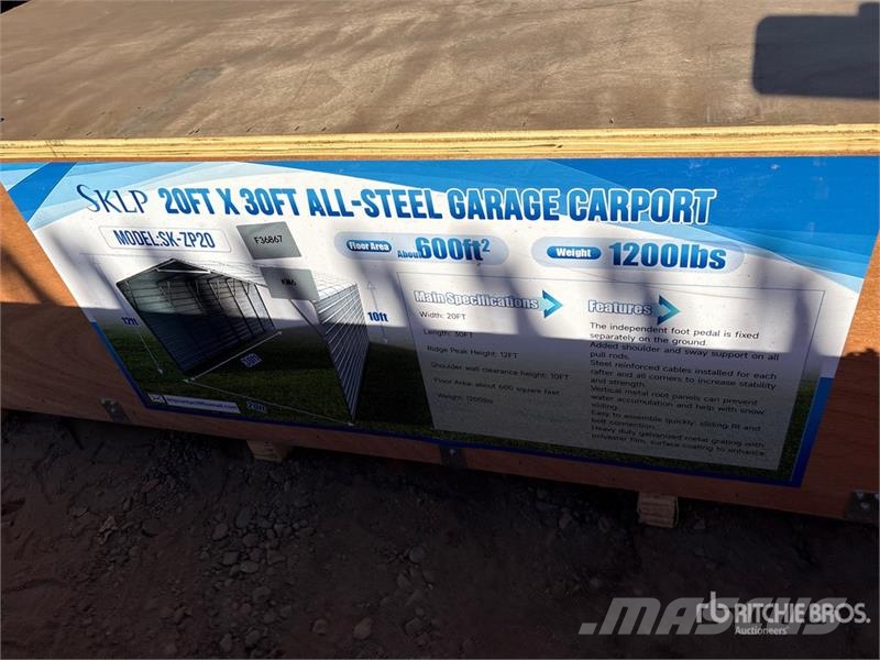SKLP SK-ZP20 20 ft x 30 ft All-Steel Carport (Unus Stalen constructies