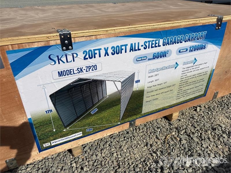 SKLP SK-ZP20 20 ft x 30 ft All-Steel Carport (Unus Stahlrahmenaufbauten