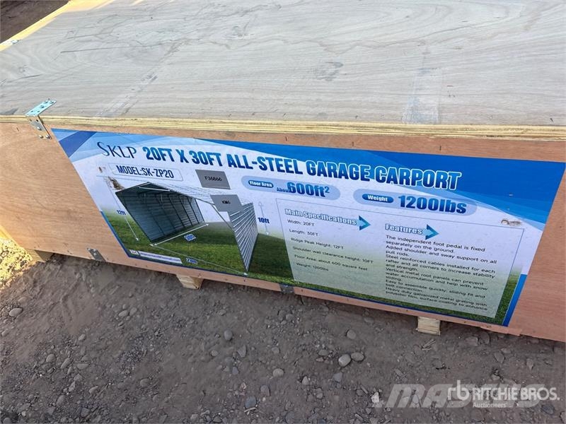 SKLP SK-ZP20 20 ft x 30 ft All-Steel Carport (Unus Stalen constructies