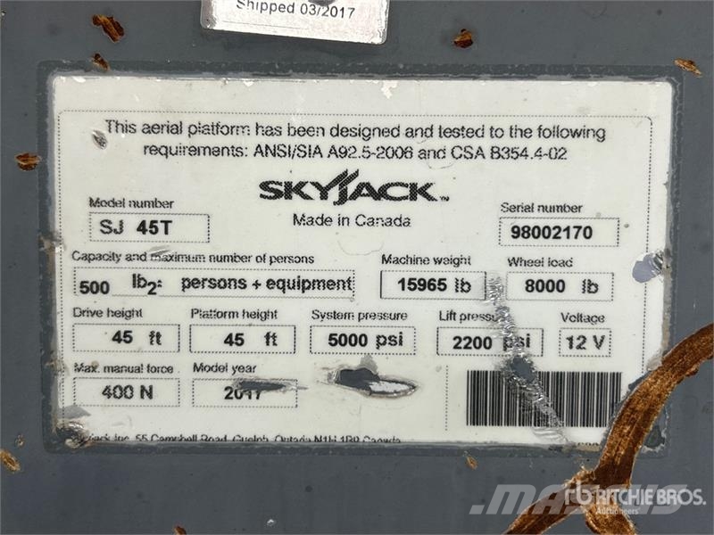 SkyJack SJ45T 4WD Diesel Telescopic Boom Lift Nacelles télescopiques