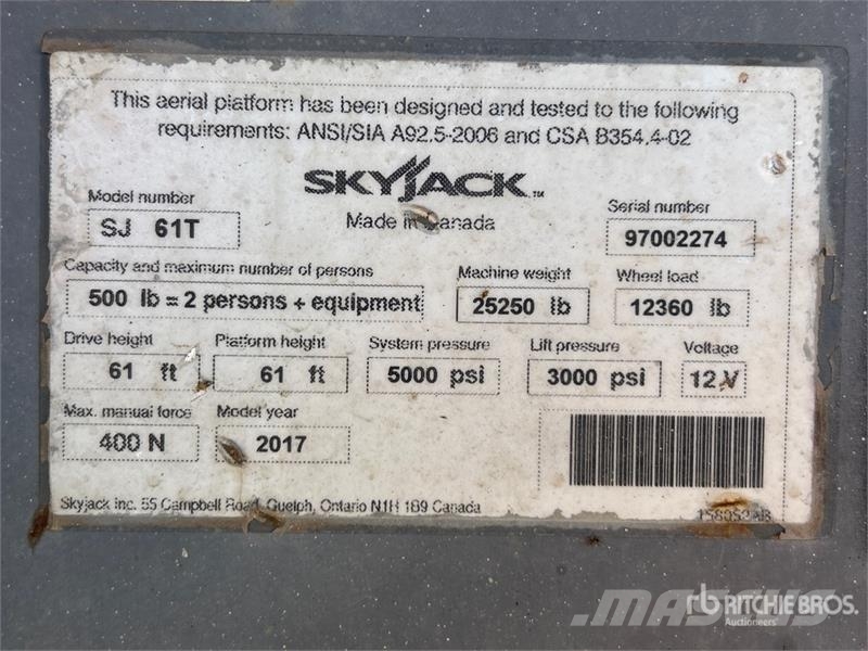 SkyJack SJ61T 4WD Diesel Telescopic Boom Lift Teleskopske dvižne ploščadi
