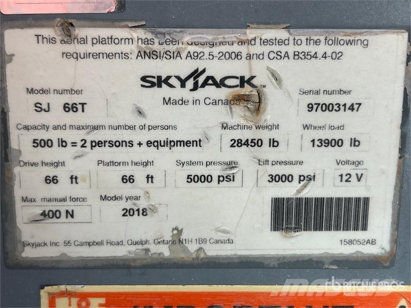 SkyJack SJ66T Teleskoop poomtõstukid