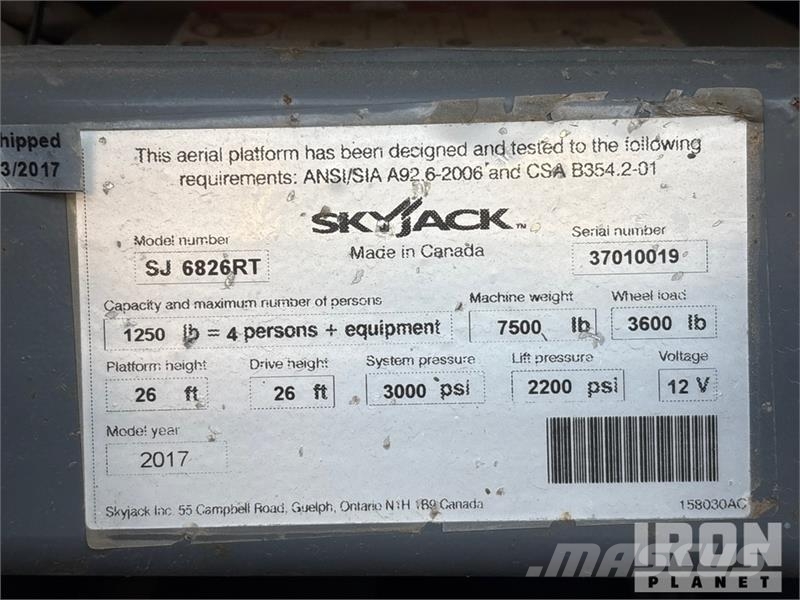 SkyJack SJ6826 RT Scissor lifts
