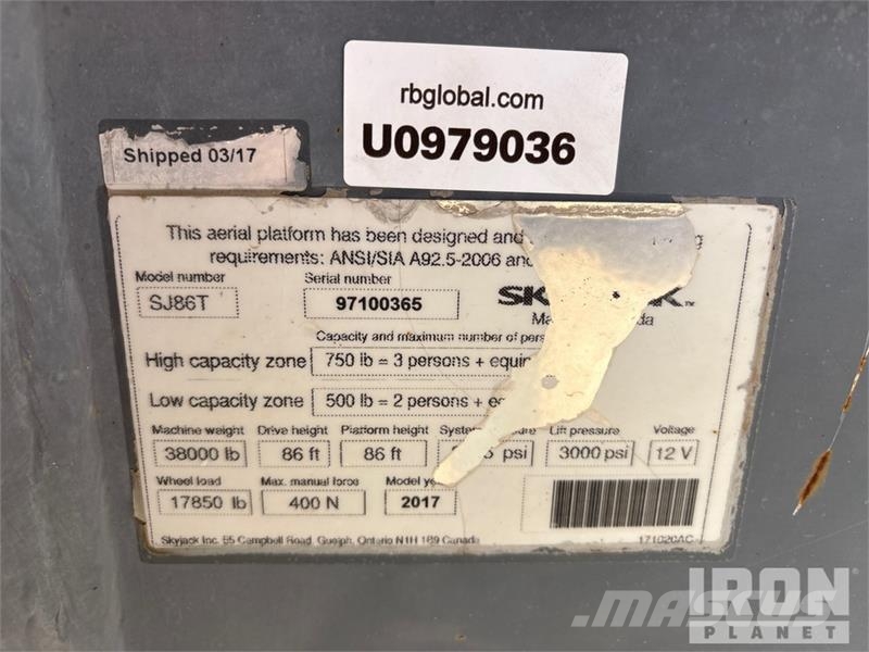 SkyJack SJ86T 4WD Diesel Telescopic Boom Lift Teleskoop poomtõstukid