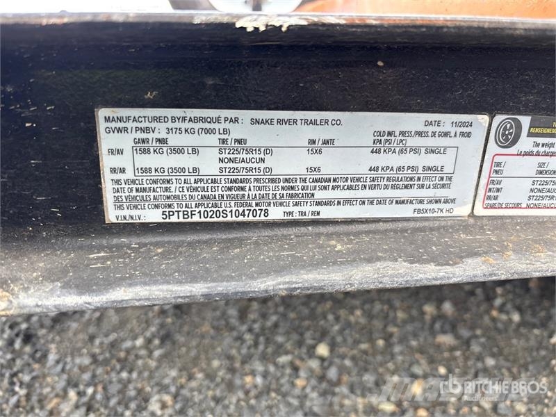Snake River 10 ft T/A Equipment Trailer Prikolice za prevoz vozil