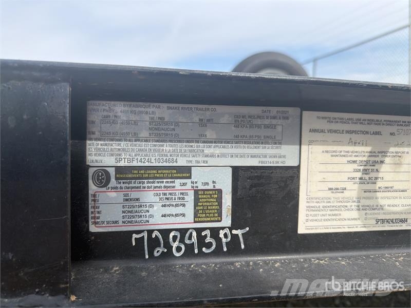  Snake River 14 ft T/A Equipment Trailer 차량 운반용 트레일러