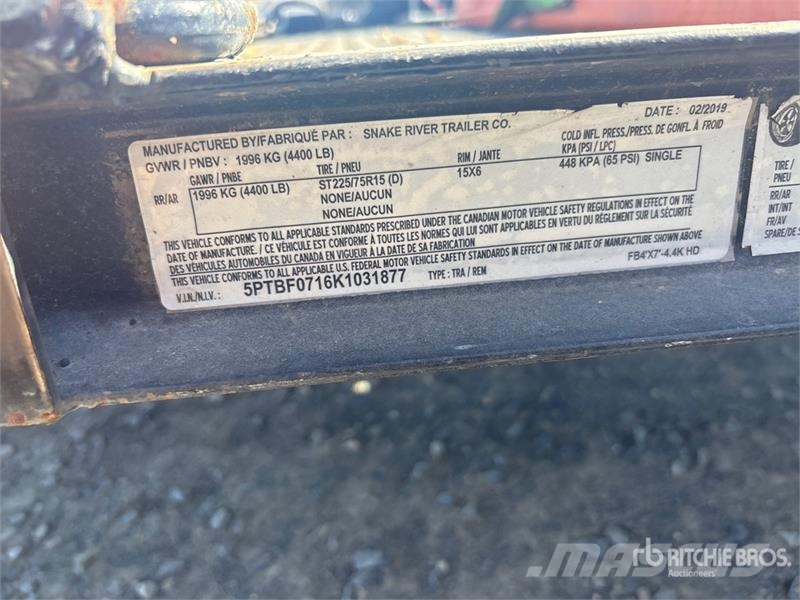 Snake River 4X7 7 ft S/A Equipment Trailer Biltransporter henger