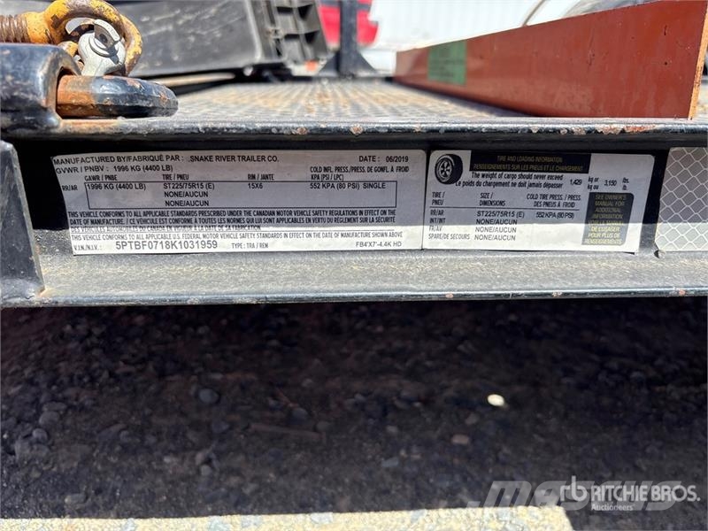 Snake River 4X7 7 ft S/A Equipment Trailer Car carrier