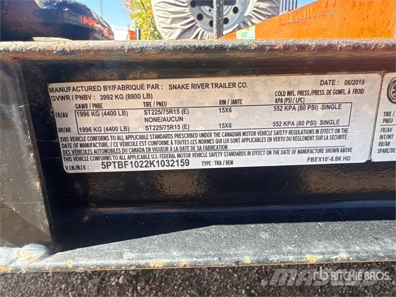Snake River 5X10 10 ft T/A Equipment Trailer Прицепы-Автовозы