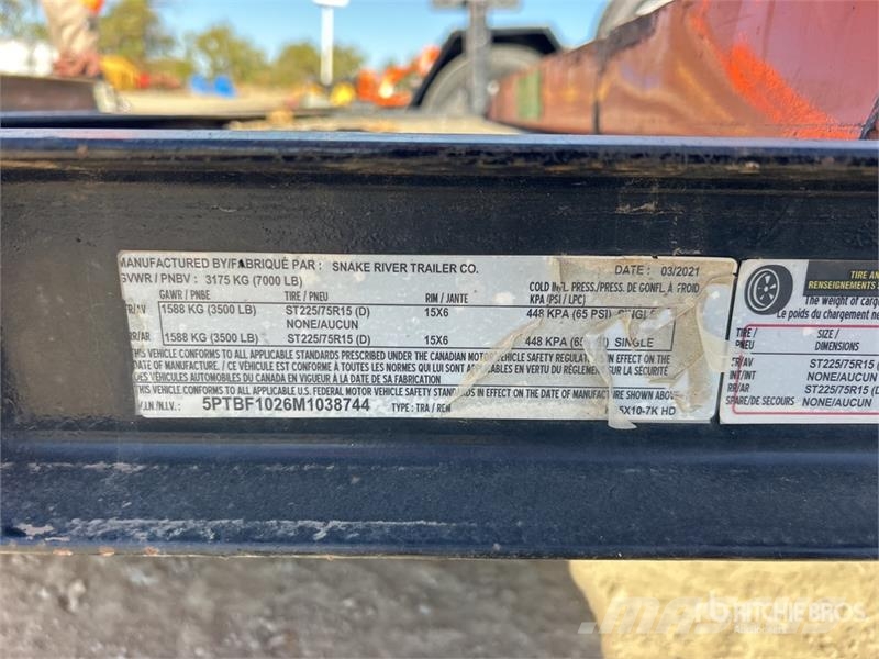  Snake River 5X10 10 ft T/A Equipment Trailer 車輛運輸拖車