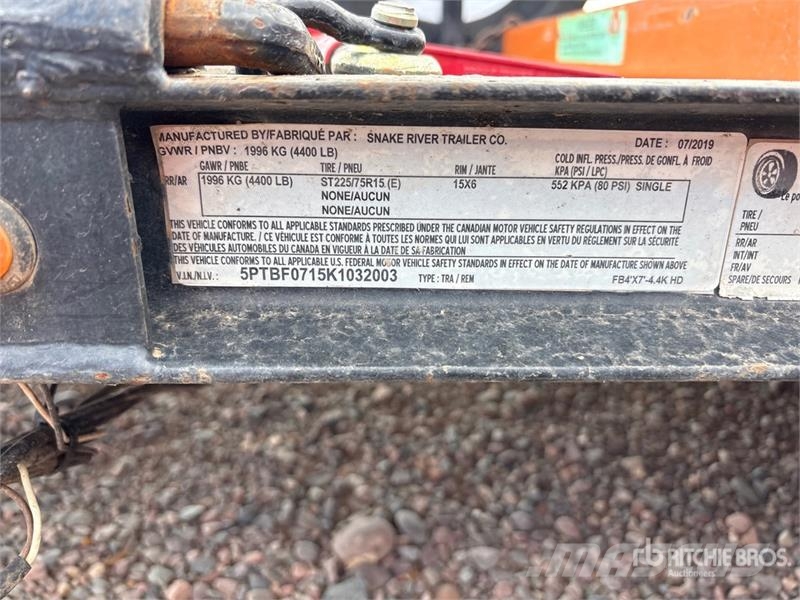 Snake River 7 ft S/A Equipment Trailer 車両運搬用トレーラー