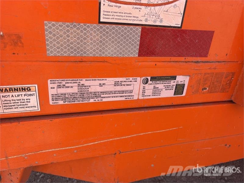 Snake River 8 ft S/A Dump Utility Trailer Bañera
