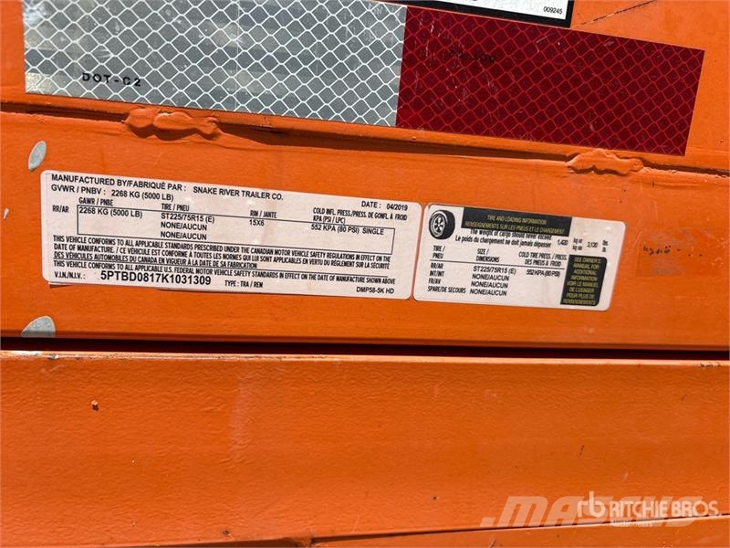 Snake River 8 ft S/A Dump Utility Trailer Kiper prikolice