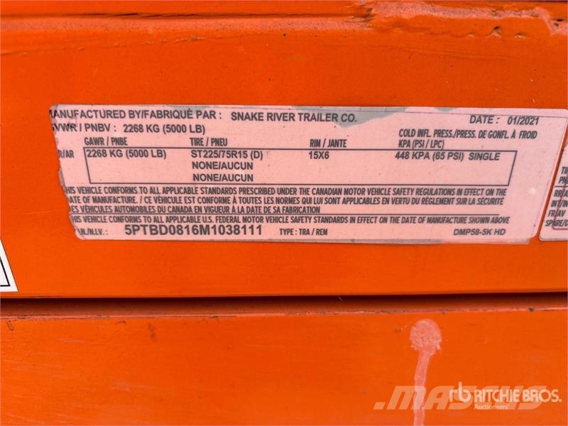 Snake River DMP58-5KHD 7 ft 9 in S/A Dump Utility Bañera