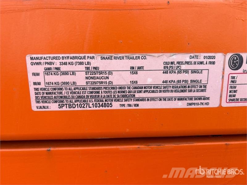 Snake River DMP610 10 ft T/A Dump Utility Trailer Bañera