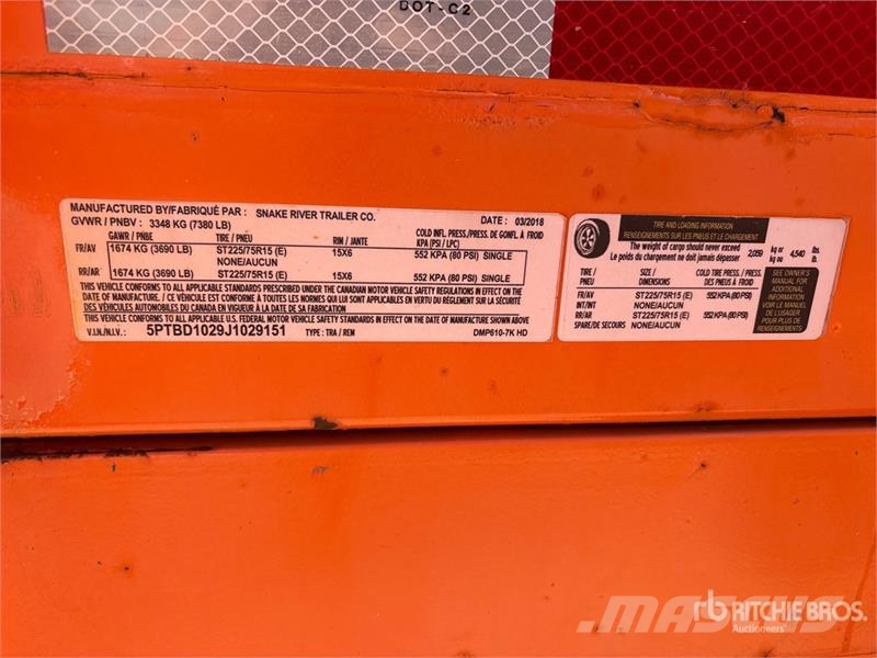  Snake River T/A Dump Utility Trailer 自卸拖车