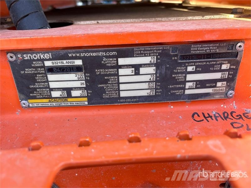 Snorkel S3215L Electric Scissor Lift Saksilavat