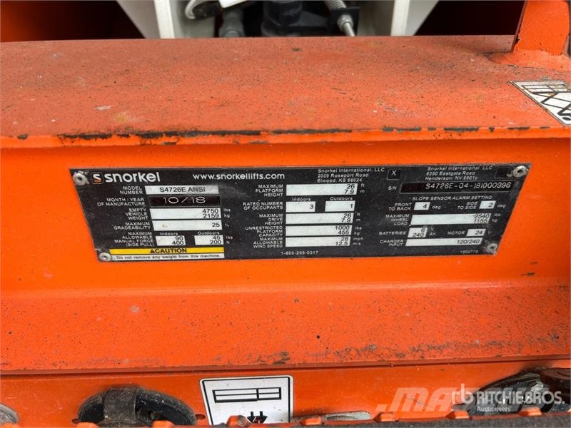 Snorkel S4726E Electric Scissor Lift Škaraste platforme