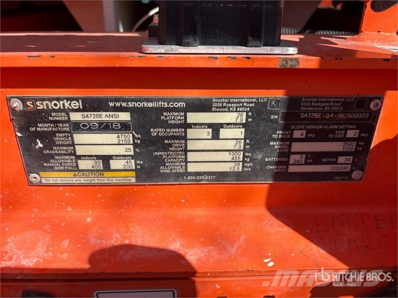 Snorkel S4726E Electric Scissor Lift Käärtõstukid