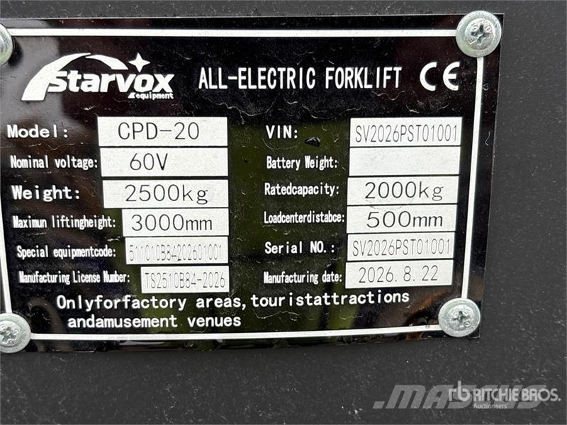 STARVOX CPD-20 4400 lb Electric Forklift (Unused) Stivuitor electric