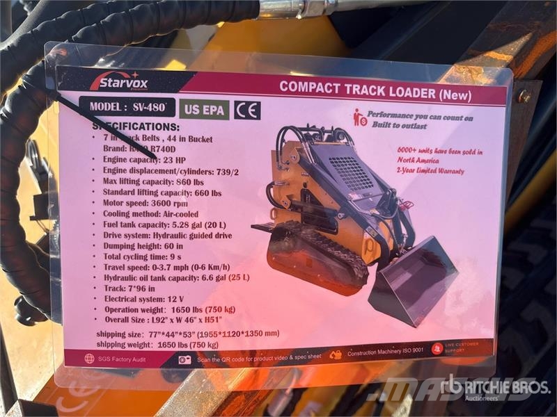 STARVOX SV-480 Mini Compact Track Loader (Unused) Šmykom riadené nakladače
