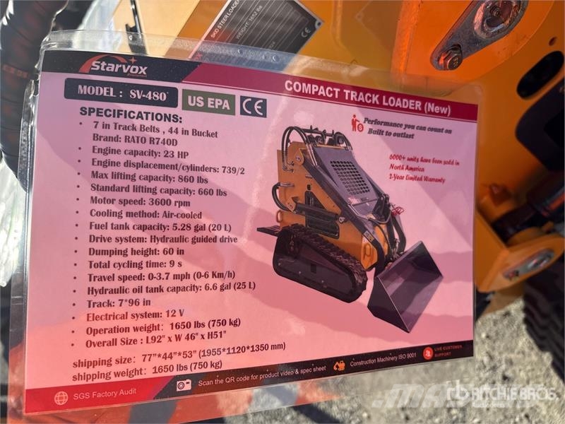  STARVOX SV-480 Mini Compact Track Loader (Unused) Šmykom riadené nakladače