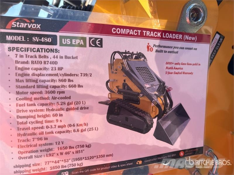 STARVOX SV-480 Mini Compact Track Loader (Unused) Šmykom riadené nakladače
