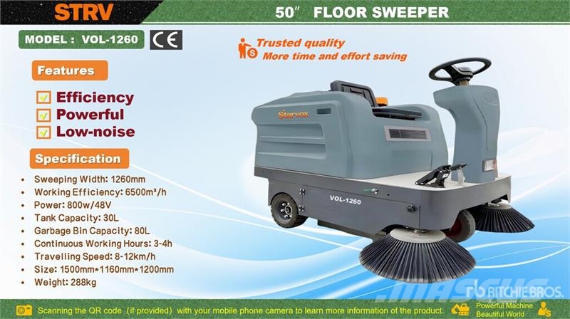  STARVOX VOL-1260 Ride-On Electric Floor Sweeper (U Andre gressmaskiner