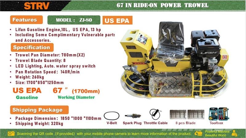 STARVOX ZJ-80 Ride-On Power Trowel (Unused) Murskeer