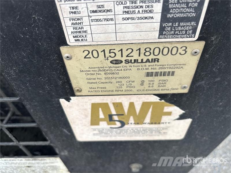 Sullair 260DPQ 260 cfm Mobile Air Compressor Kompressorit