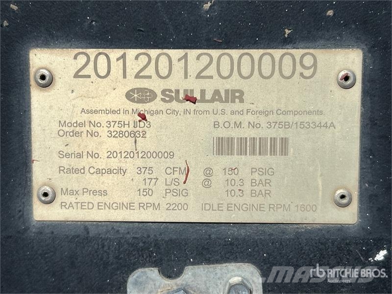 Sullair 375 CFM 375 cfm Mobile Air Compressor Compressors