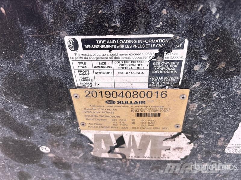 Sullair 375H DPQ JD3 375 cfm Mobile Air Compressor Компресори