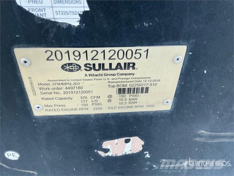 Sullair 375H DPQ JD3 Air Compressor Compressores