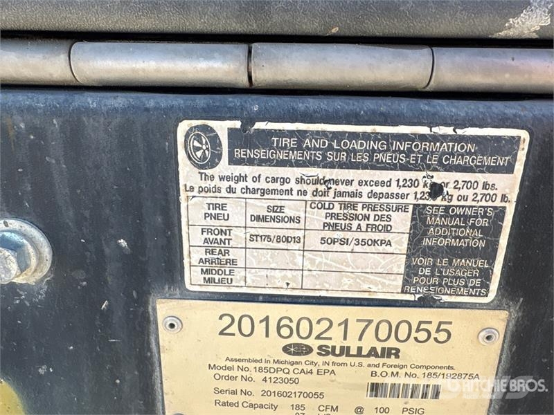 Sullivan 185 cfm Air Compressor (Inoperable) Kompresori