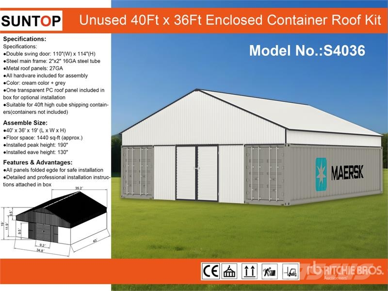 SUNTOP S4036 36 ft x 40 ft Enclosed Container Shel Строителство - Други