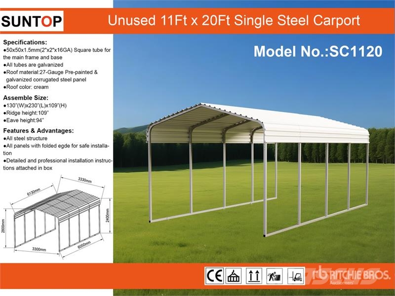  SUNTOP SC1120 11 ft x 20 ft Carport (Unused) Čelični okviri za građevine