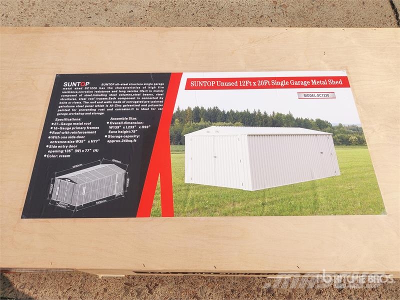 SUNTOP SC1220 12 ft x 20 ft Single Garage Metal Sh Čelični okviri za građevine