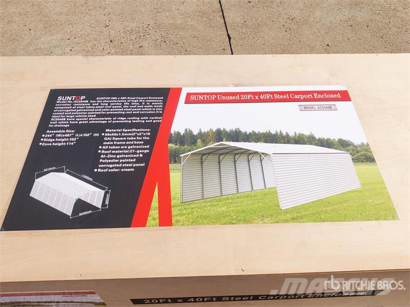  SUNTOP SC2040B 20 ft x 40 ft Enclosed Carport (Unu Čelični okviri za građevine
