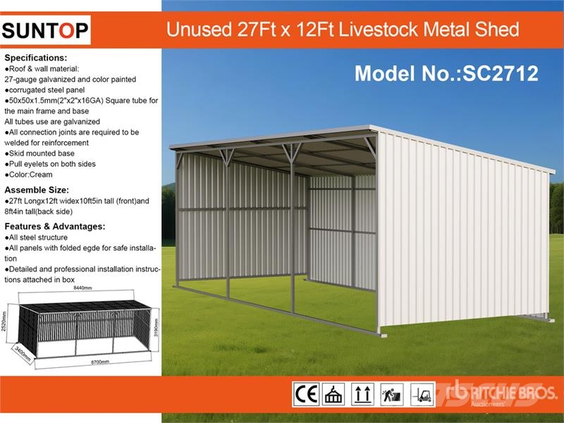  SUNTOP SC2712 27 ft x 12 ft Livestock Shelter (Unu Άλλα μηχανήματα κτηνοτροφίας και εξαρτήματα