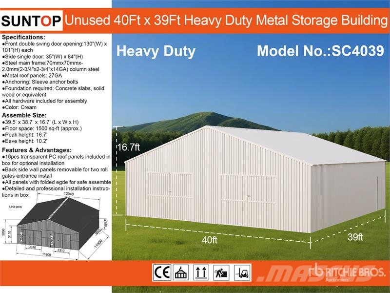 SUNTOP SC4039 Double Garage Metal Storage Building Čelični okviri za građevine