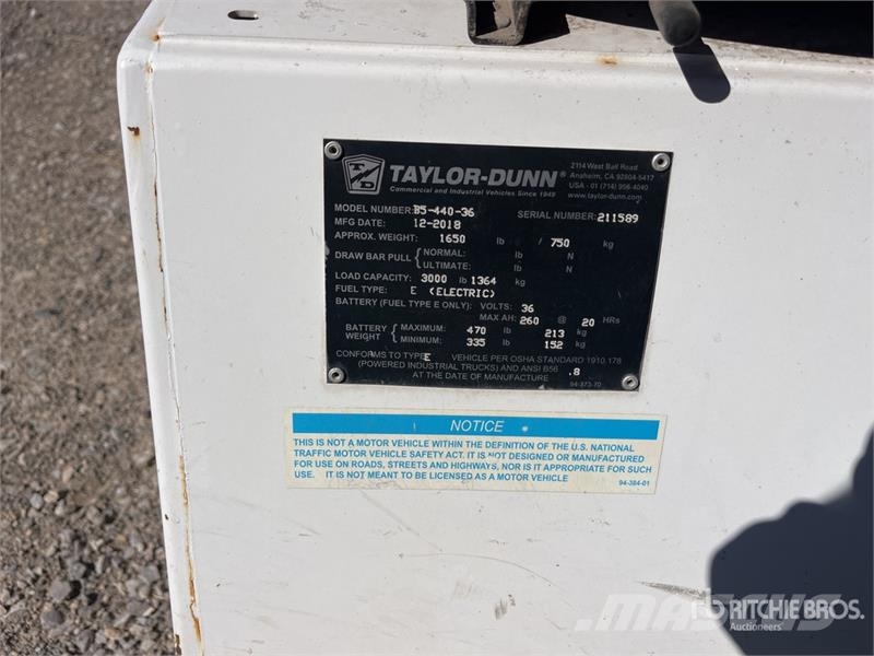Taylor Dunn Dunn B5-440-36 Electric Utility Cart (Inopera Motoare