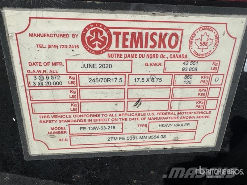 Temisko 56 ft Tri/A 56 ft Extendable Flatbed Trail 自卸半挂车