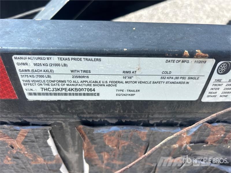 Texas Pride EQ72421KBP 24 ft Tri/A Equipment Trailer Maschinetransporter