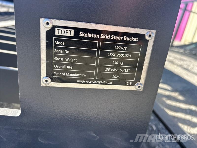 TOFT LSSB-78 78 in Skeleton Skid Steer Bucket (Unu Baldes