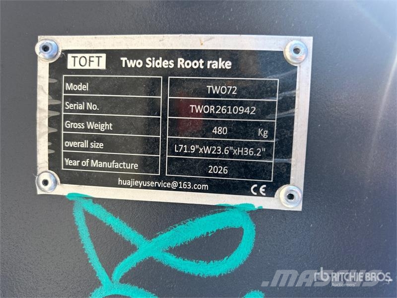 TOFT TWO72 72 in Rake Attachment (Unused) Vaalutid ja kaarutid
