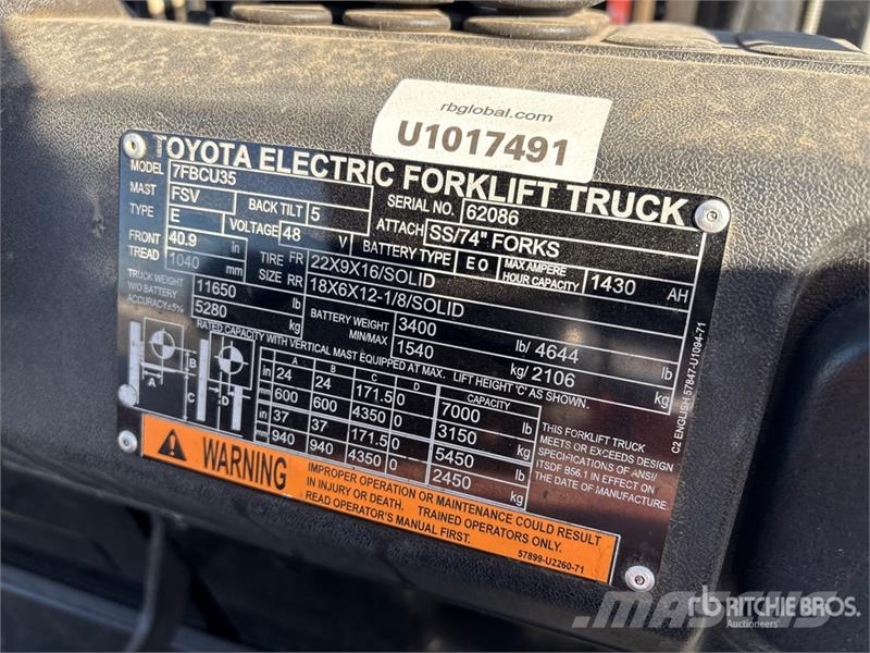 Toyota 7FBCU35 Electric forklifts