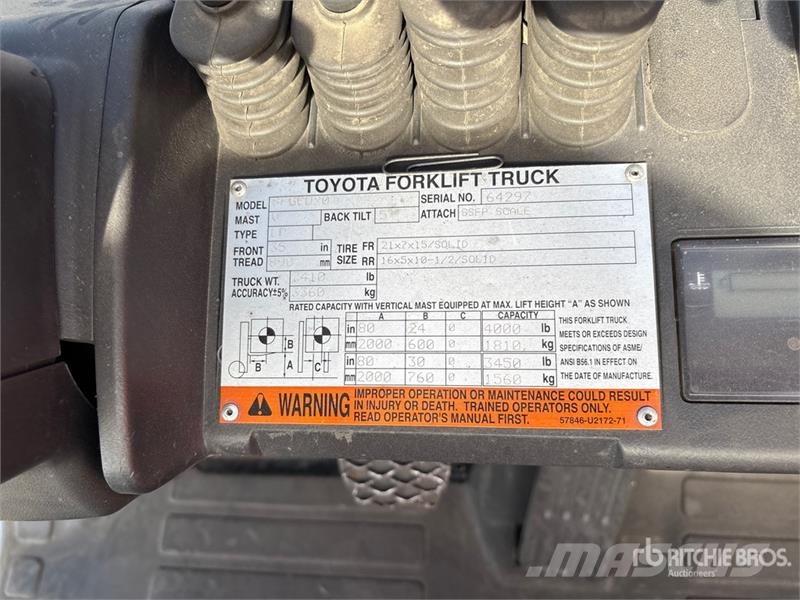 Toyota 8FGCU20 4000 lb Cushion Tire Forklift (Inoperable) Šakiniai krautuvai - Kita