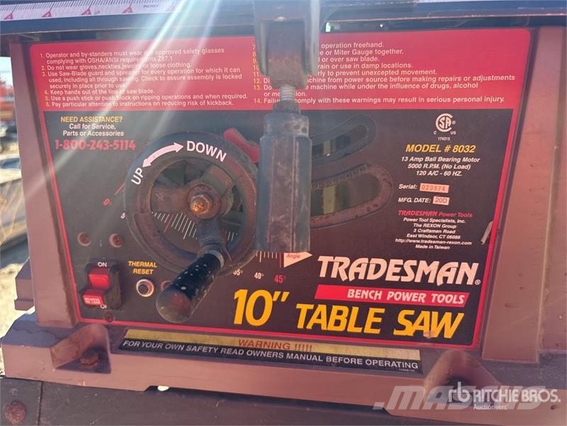 Tradesman 8032 Table Saw Outros componentes