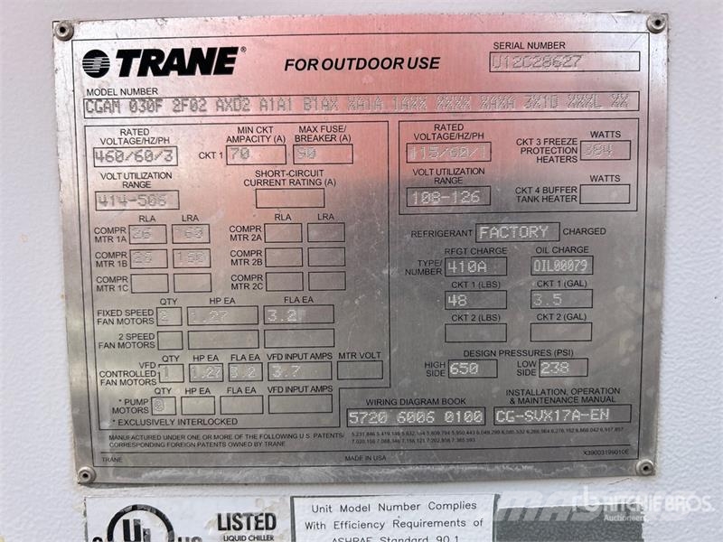 Trane CGAM 030F Water Chiller Muut